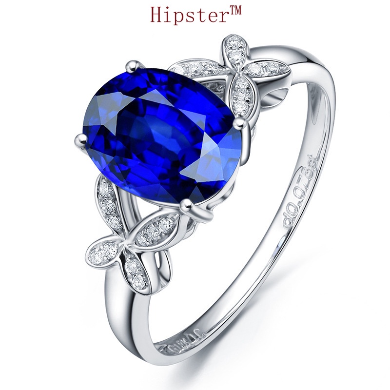 New Best-Selling Elegant Luxury Full Diamond Bow Sapphire Ring