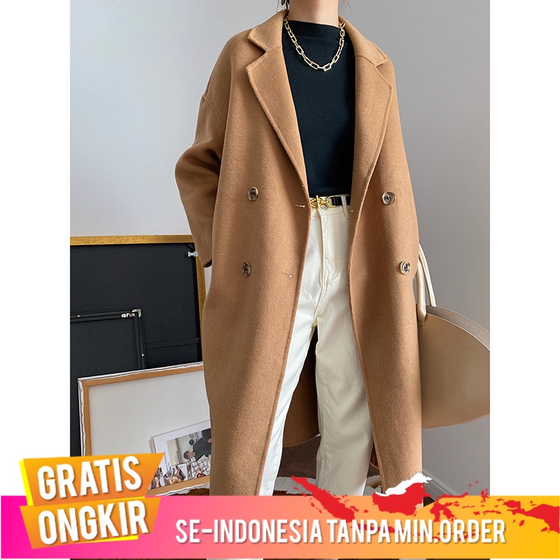 Pakaian Wanita Sinan Kualitas Tinggi Reversible Wol Mantel Wanita 2021      Panjang Mantel Wol Sn058