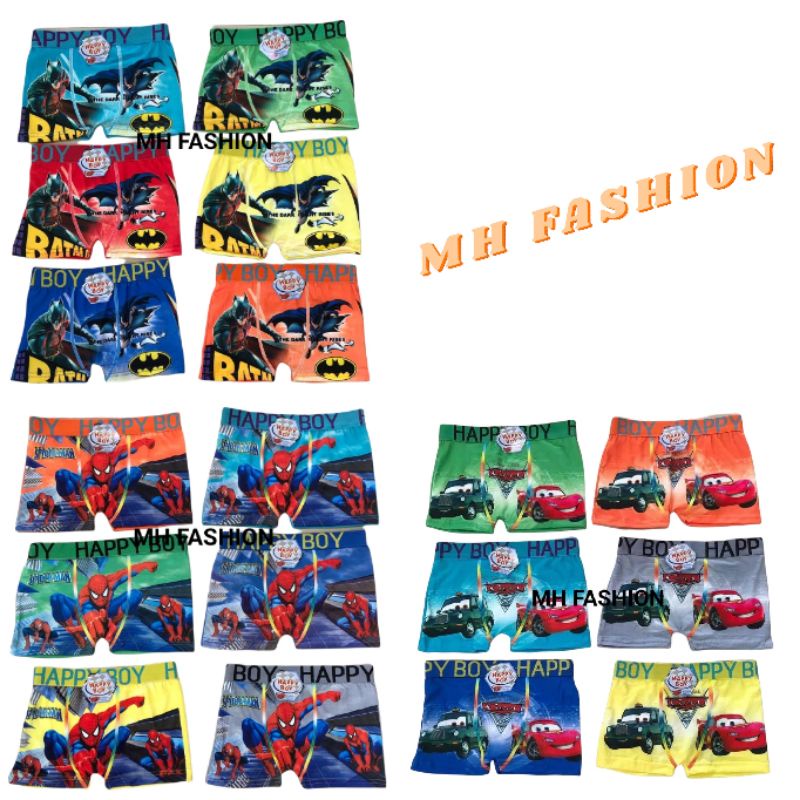 6CPS BOXER ANAK COWO  AS MOTIF  MURAH