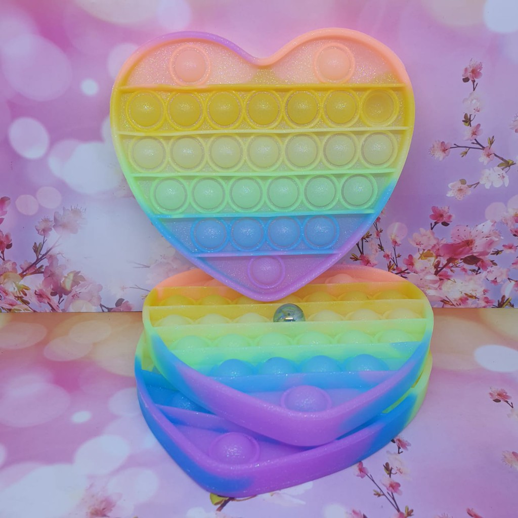 8T NEW FIDGET POP IT MURAH POP IT RAINBOW POP IT VIRAL TIKTOK-LOVE RAINBOW GLITER