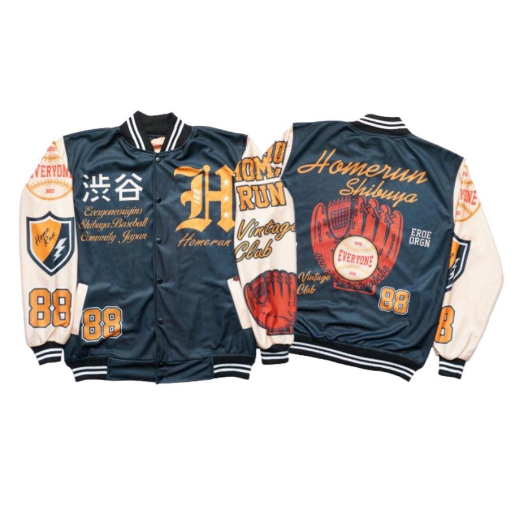 LENS/JAKET BOMBER PRIA/JAKET BOMBER BISBOL/ BASEBALL/ BOMBER SUKAJAN/JAKET BOMBER MURAYAMA/MURAYAMA/HIGH AND LOW/ JAKET ORIGINAL JEPANG/ JAKET KASUAL-Homerun Shibuya