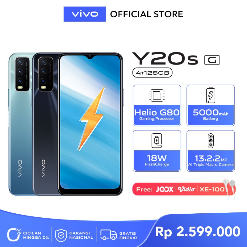 Promo Cuci Gudang Hp  [NEW LAUNCH] vivo Y20s G 4/128GB - 6.51", Helio G80 Gaming Processor, 5000mAh,