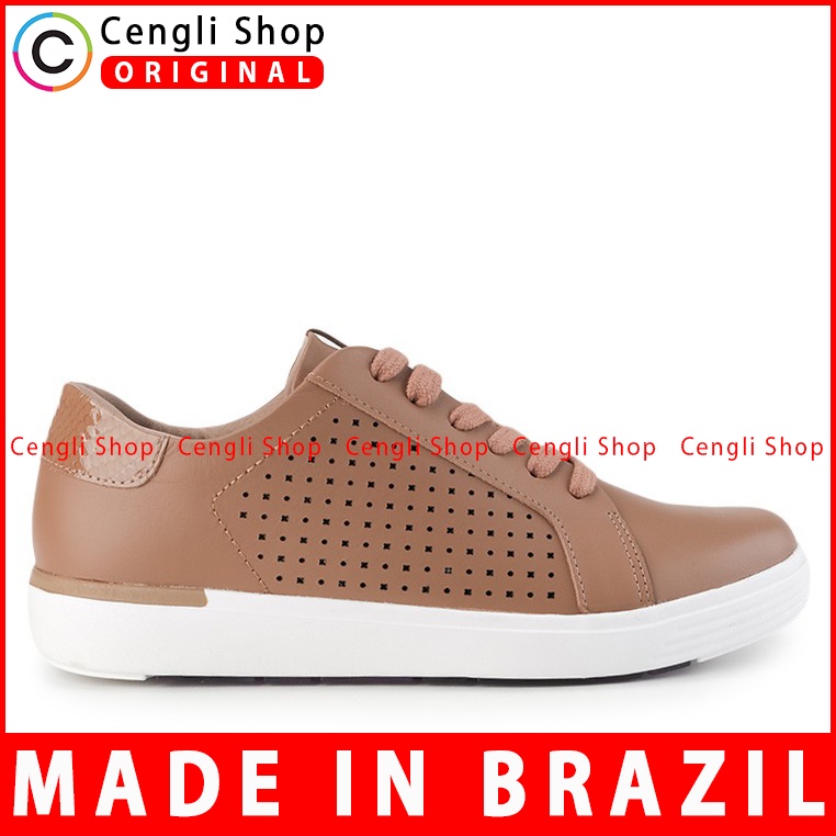 SEPATU SNEAKER KULIT OBERMAIN WANITA ORIGINAL CASUAL KETS COKLAT OW05