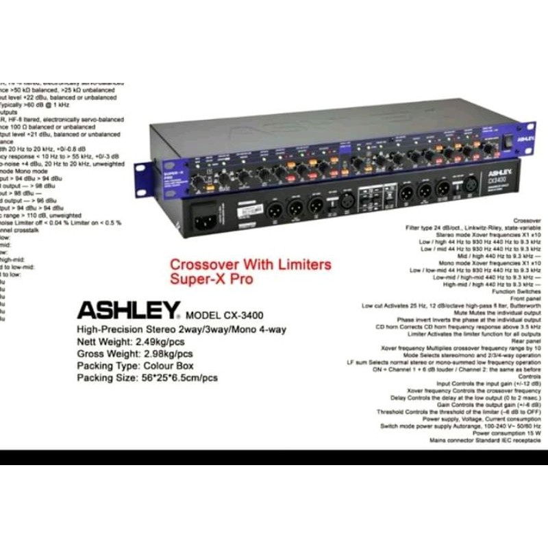 crossover ashley CX 3400 oryginal ashley CX3400 with limiters super X PRO