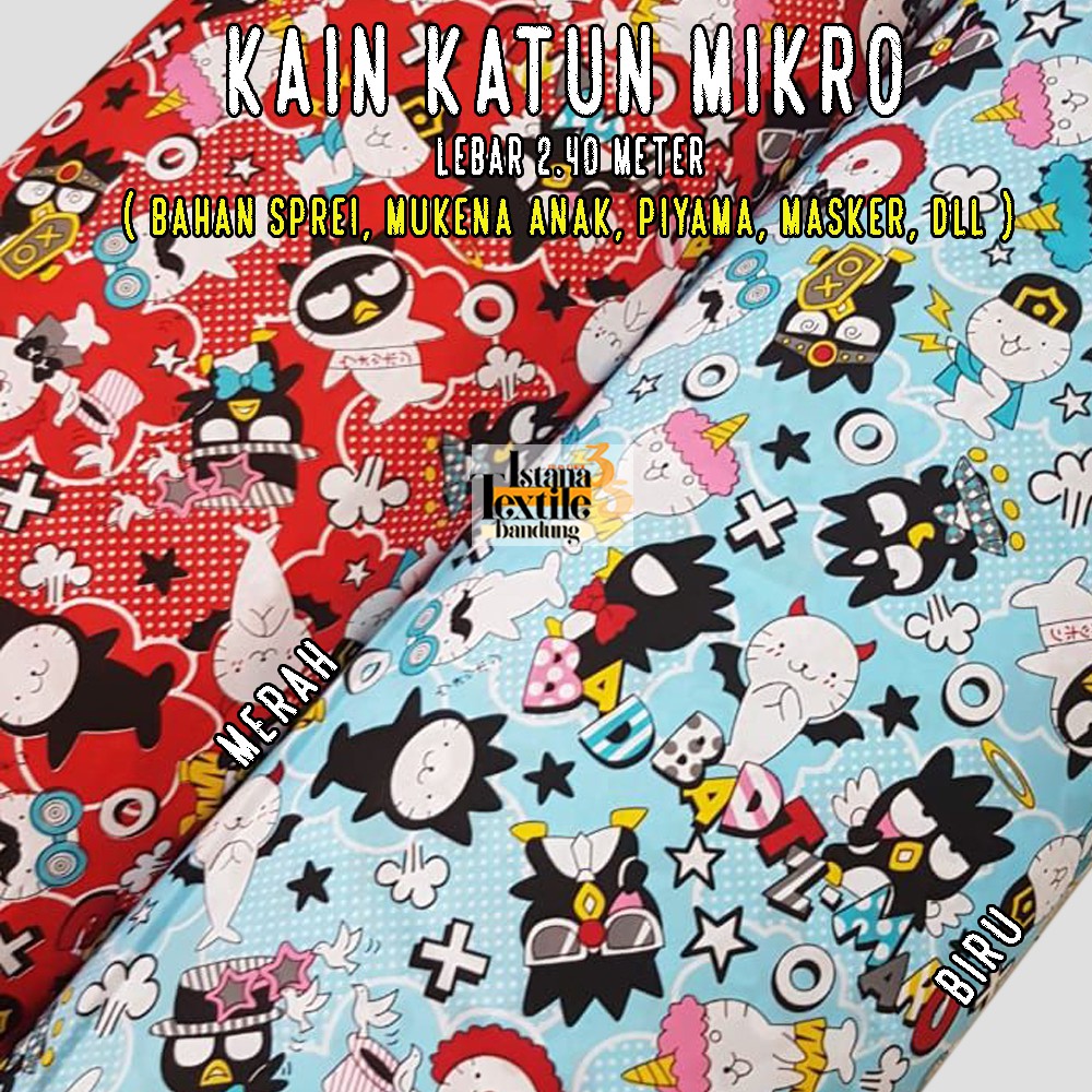 Jual 1/2 meter bahan kain Katun Mikro Micro motif Maru kartun | Shopee