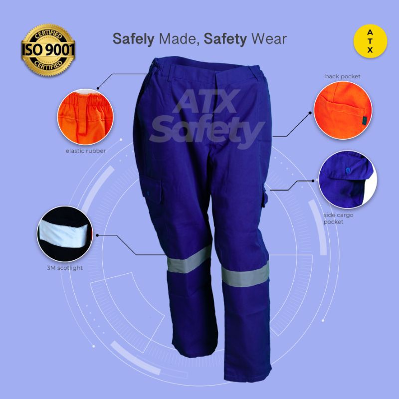 Wearpack Safety Werpak Kerja Hanya Celana Merk ATX warna Biru Benhur