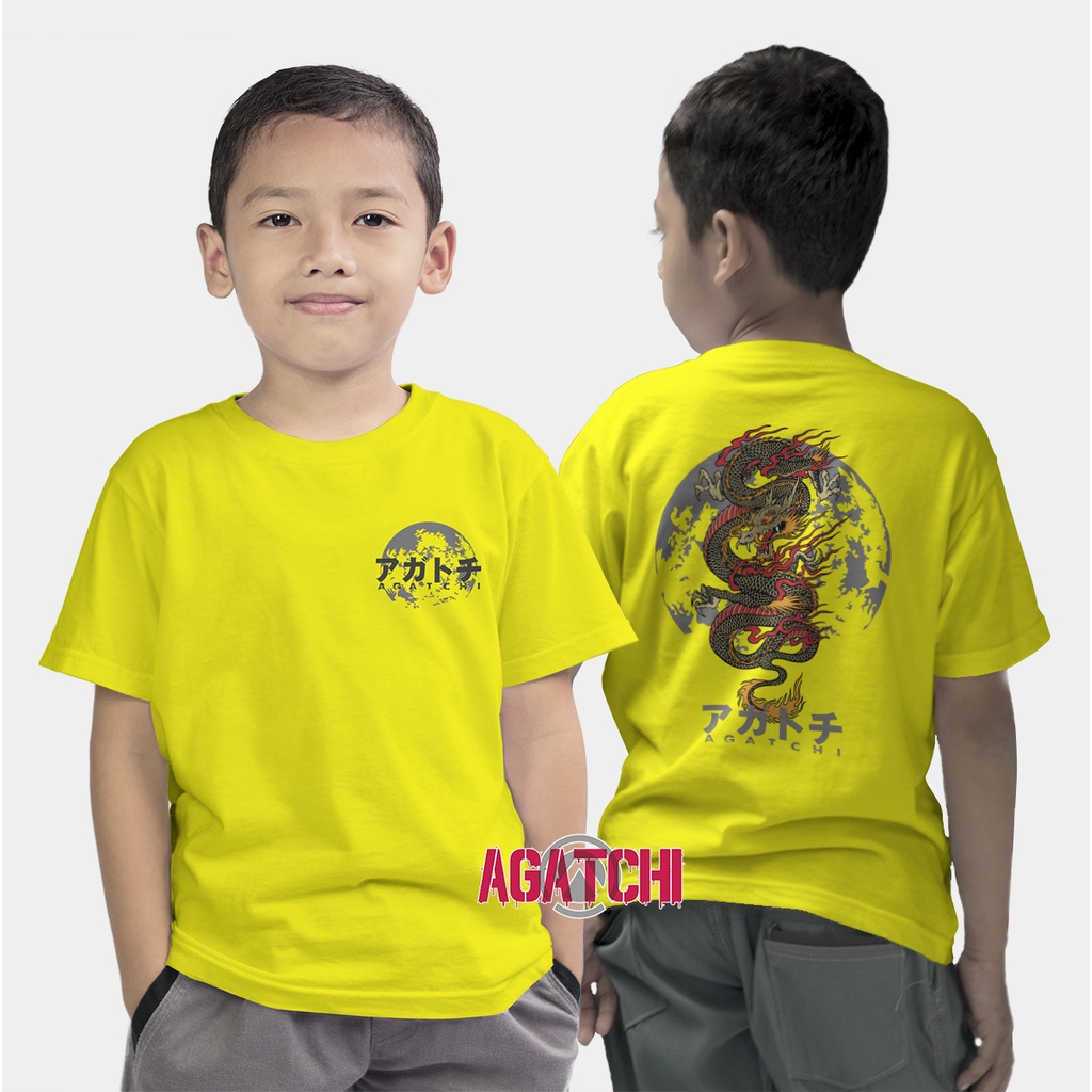 Baju Kaos Atasan Anak Laki-Laki Agatchi Motif Naga Dragon Moon