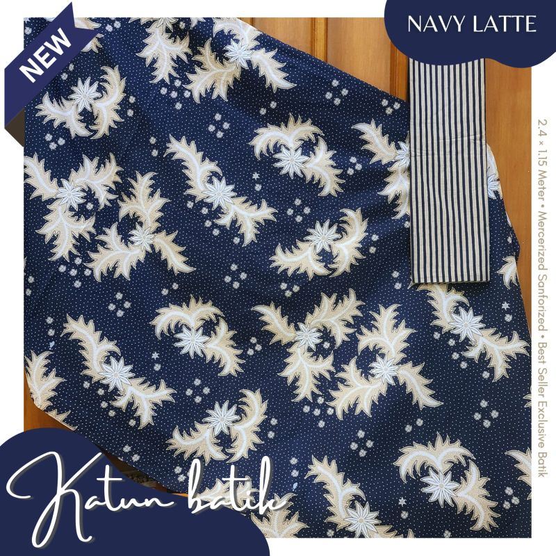 KAIN BATIK KAIN KATUN SANFORIZED WARNA BIRU WARNA NAVY - 10