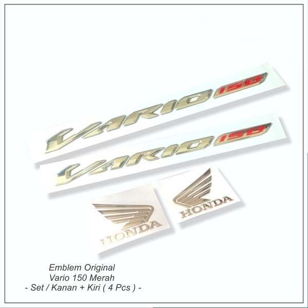 Emblem - Logo Timbul Vario 150 Merah - Set / Kanan + Kiri - 4 Pcs -