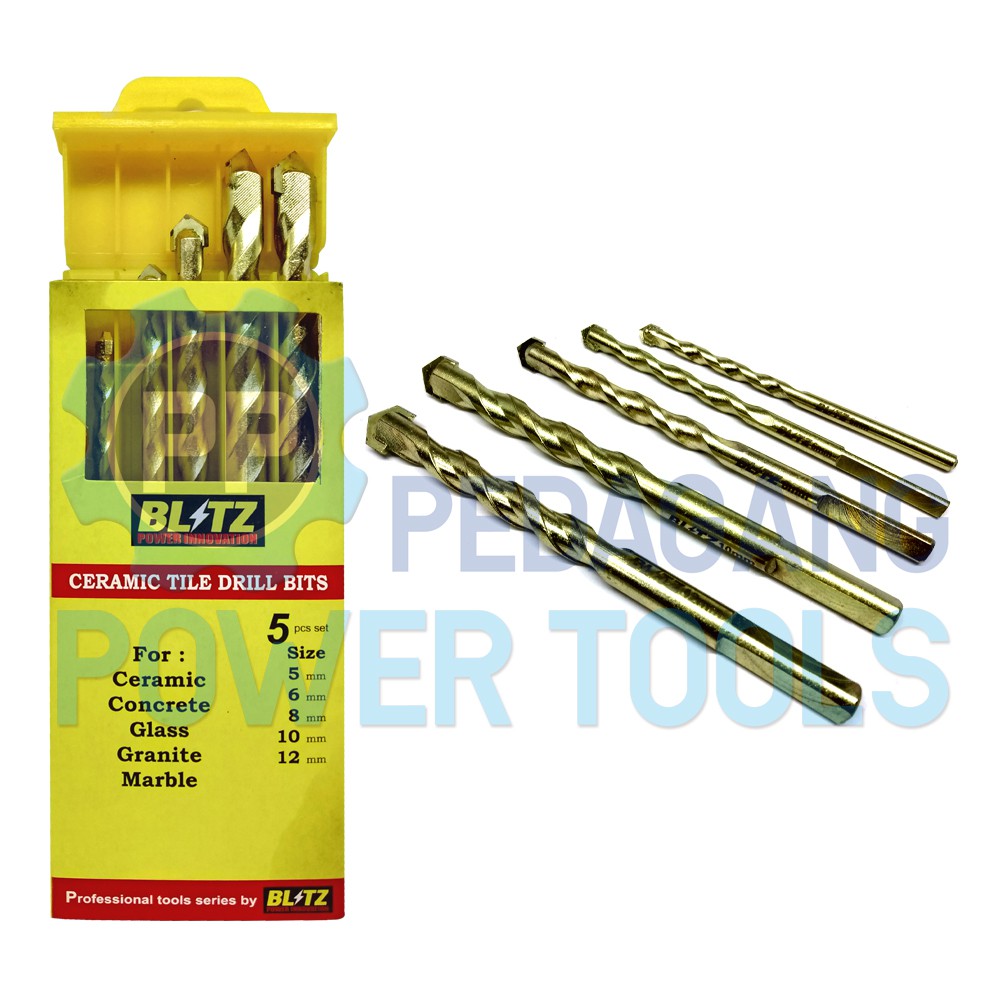 BLITZ 5 PCS MATA BOR KERAMIK GRANIT TEMBOK BETON IMPACT DRILL BIT SET