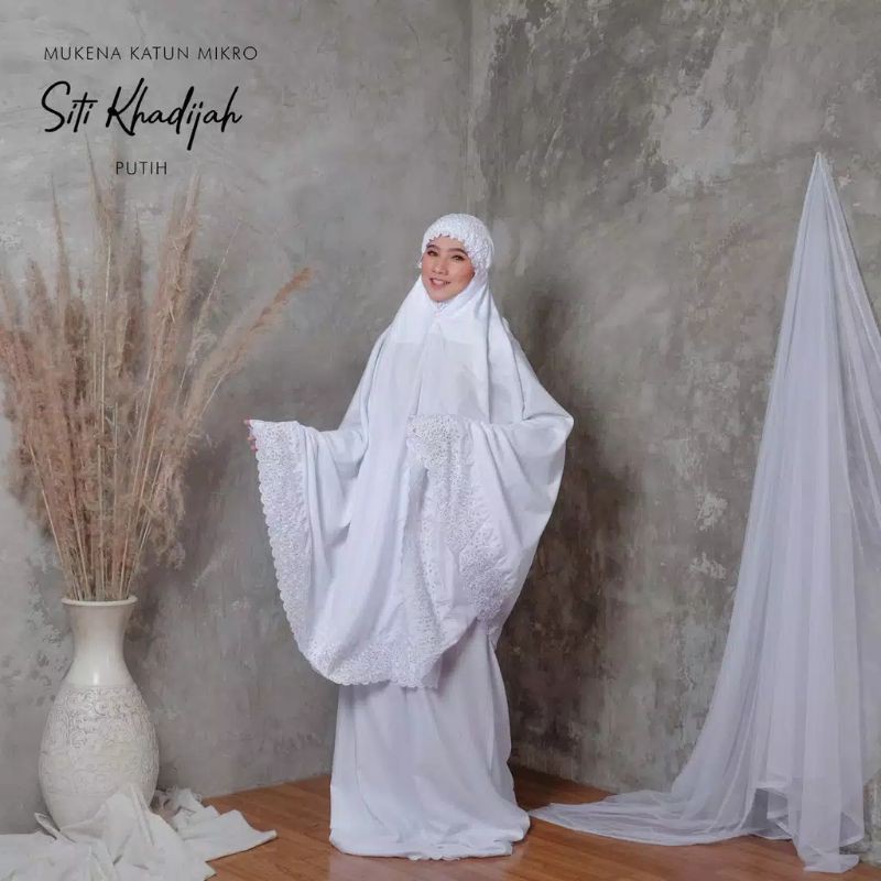 Mukena Siti Khadijah putih Katun Mikro