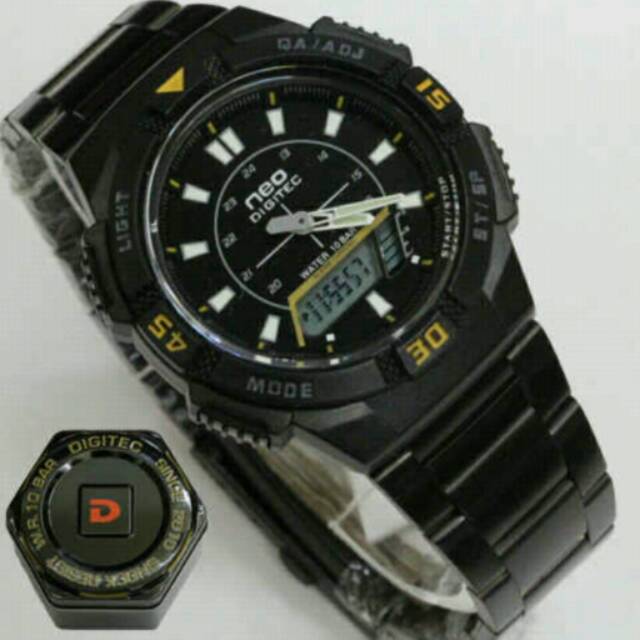 Jam tangan Pria / Wanita elegant exclusive Sporty DIGITEC NEO Euro Rantai Original Black Gold