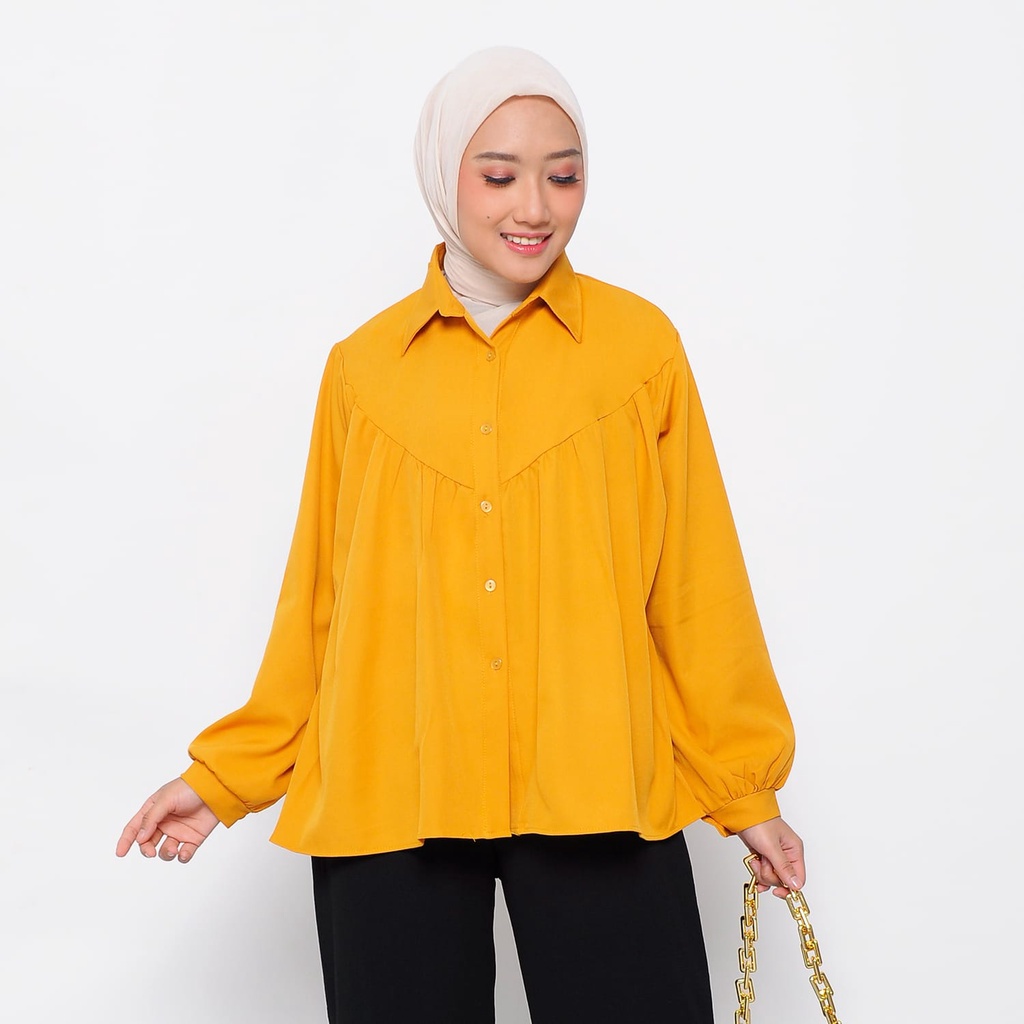 kemeja korean blouse wanita/atasan stella shirt lengan panjang