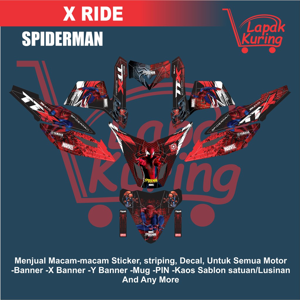 DECAL STICKER MOTOR YAMAHA X RIDE SOIDERMAN