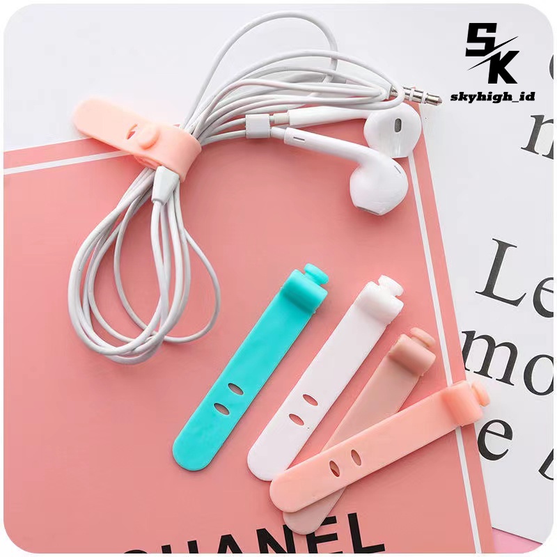 【AC005】Skyhigh Pengikat Kabel Charger Silicon Kabel Organizer Cable Clip Cord Holder Penggulung Kabel Headset Karet Perapih Kabel Warna Macaroon