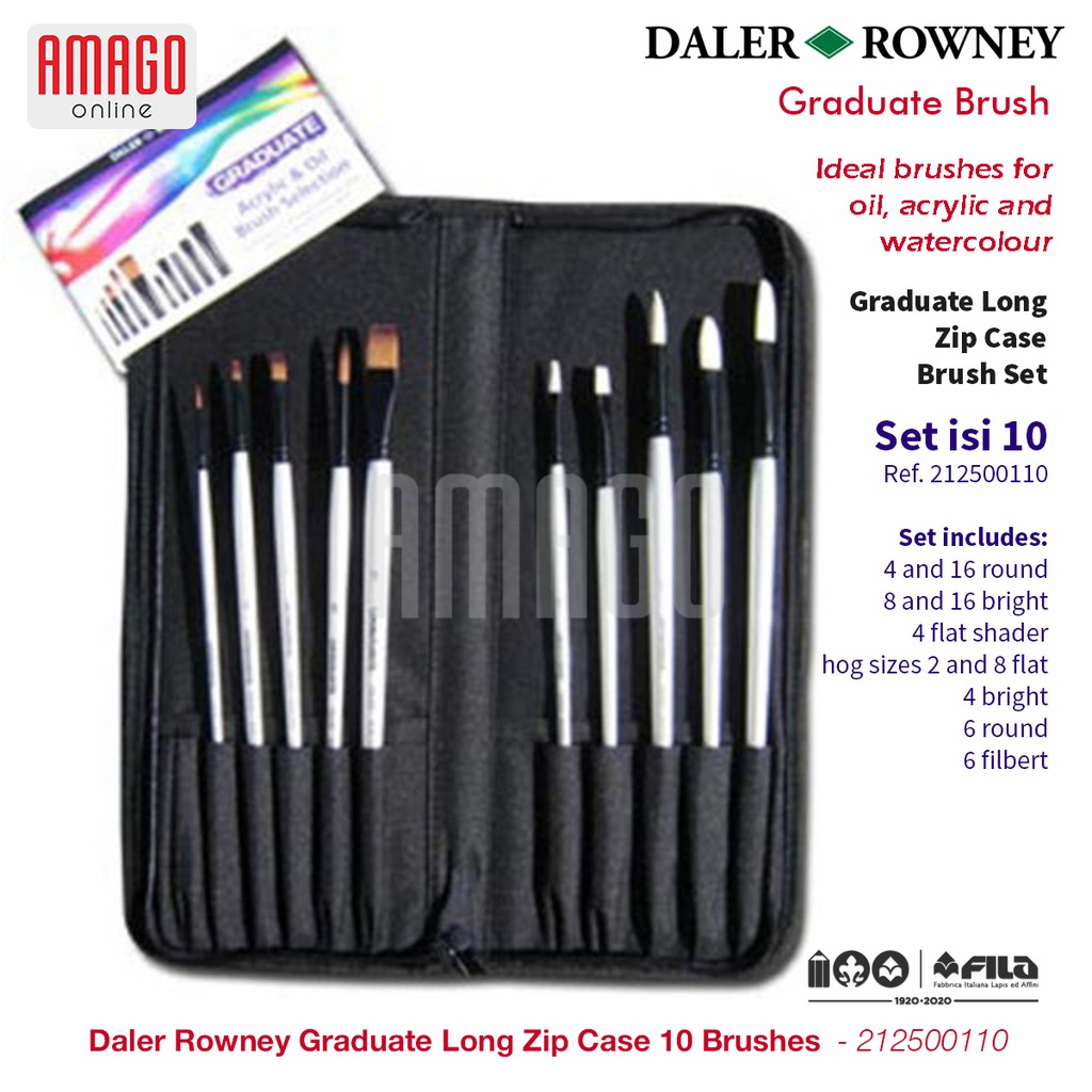 KUAS - DALER-ROWNEY GRADUATE LONG HAND ZIP CASE 10 BRUSHES – 212500110