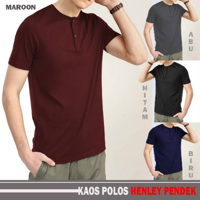 Kaos Polos Kancing Kaos Polos Henley Kaos Polos Misty Lengan Pendek