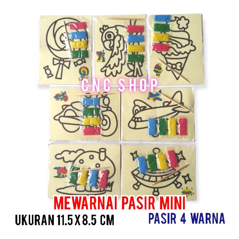 1Lusin ( 12 pcs ) Mainan Mewarnai dengan Pasir Ukuran Mini Paket Lebih Murah