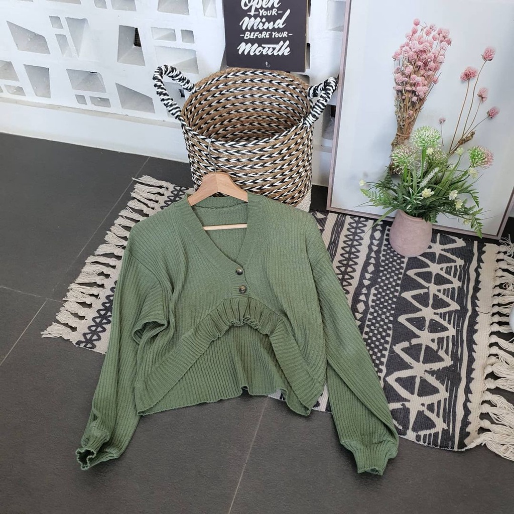 Outher Cardigan Croptop Rajut Curlie Moon Pakaian Luaran Wanita Terlaris