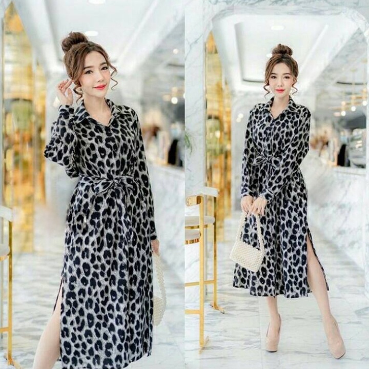 FWG - DRESS THERESIA CASUAL / DRESS LEOPARD / CASUAL DRESS WANITA / DRESS / DRESS KEKINIAN