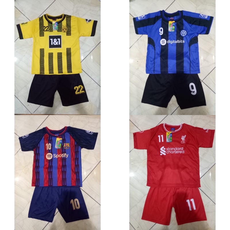 (size 16) baju bola anak usia 5-7 tahun murah / klub psg mu barca liver.pool