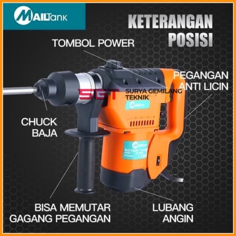MESIN BOR ROTARY HAMMER Merk MAILTANK Jack Hammer bor bobok beton