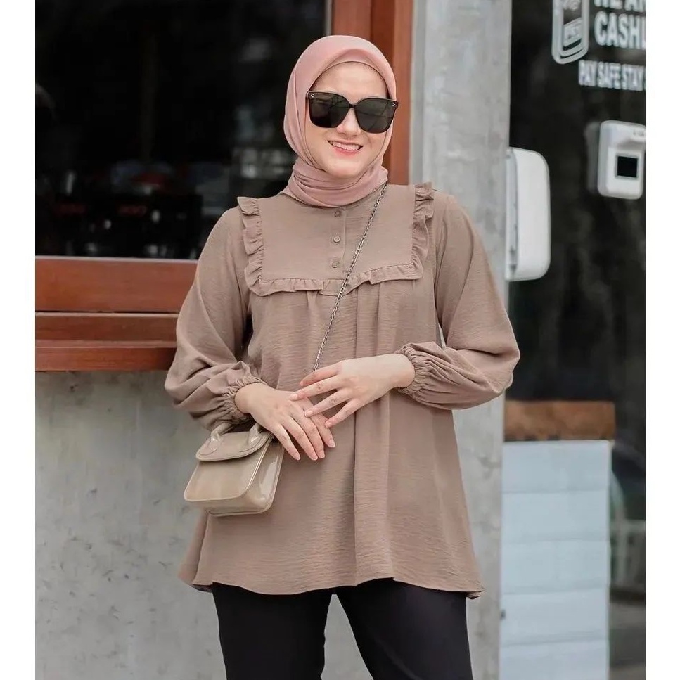Atasan Baju BLOUSE FRISILLA BUSUI Friendly Jumbo Korea Wanita Perempuan CRINKLE AIRFLOW Katun Rayon 