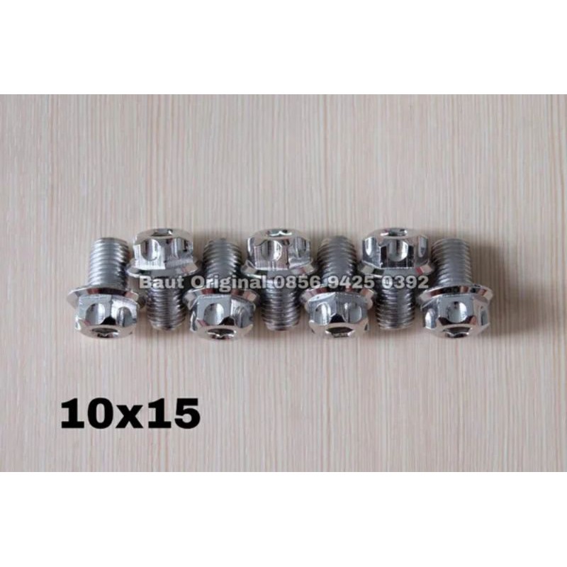 baut probolt 10x15 stainless new model drat 14 panjang 1.5cm silver gs1 gear 2 kunci belimbing heng