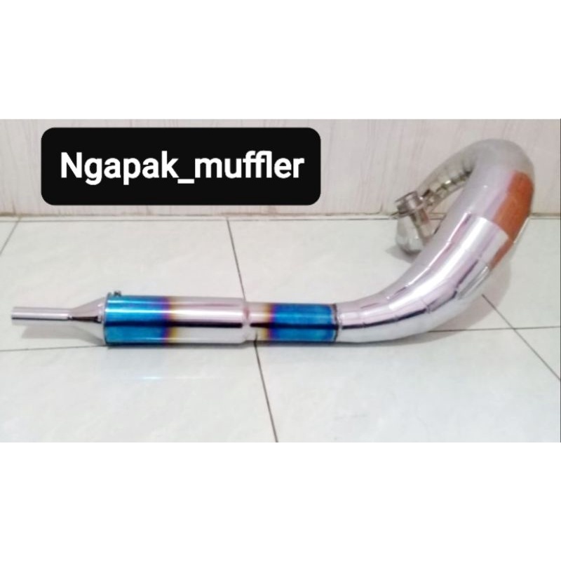 Knalpot RX King Lobster Udang Full Crom Silincer Biru Suara Garing Kemrincing