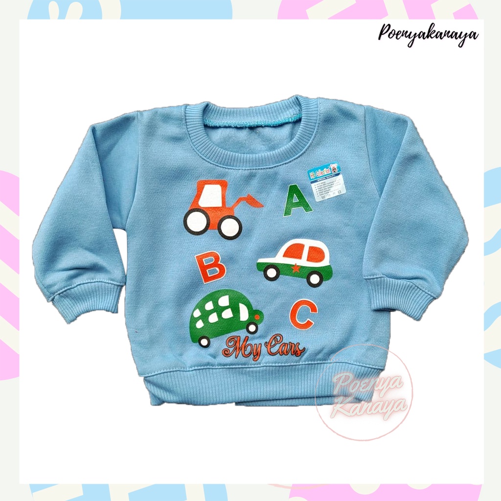 JK25 Jaket Sweater Bayi Anak fleece MOBIL ABC HBc-Biru