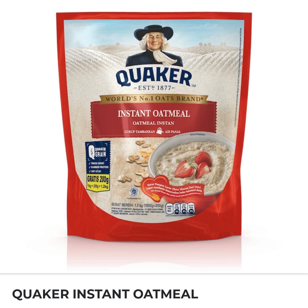 

Quaker Instant Oatmeal 1.2kg (kemasan baru) 1200gr