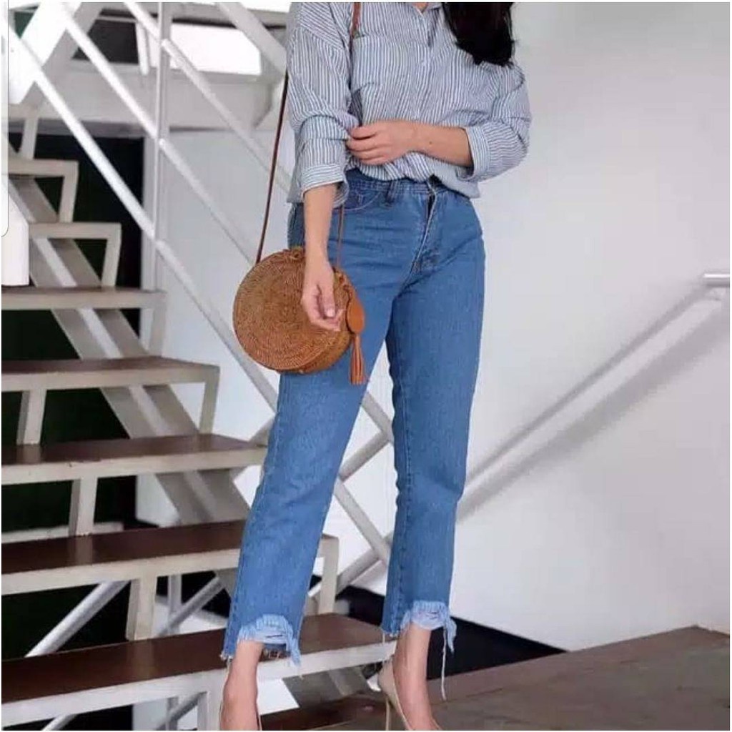 BEFAST - 5151 Adila Jeans / Boyfriend Jeans Underhole / Celana Jeans Kekinian 2021 / Jeans Trend / Celana Jeans OOTD Wanita Hits