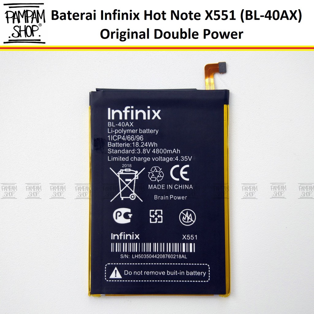 Baterai Infinix Hot Note 1 X551 BL-40AX Original Double Power Batre Batrai Battery BL40AX BL 40AX