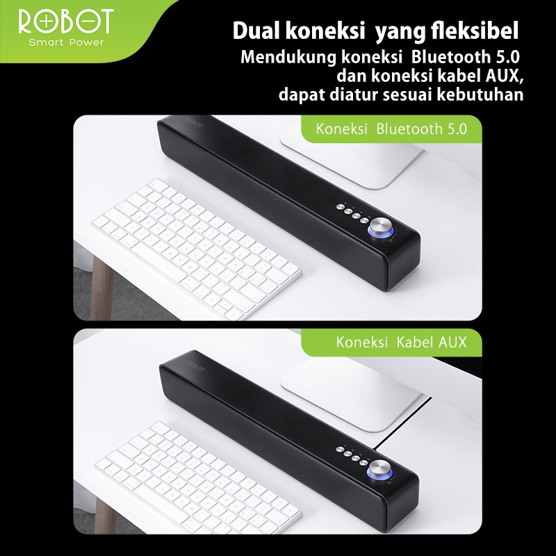 Speaker Bluetooth Robot RB480 Bluetooth 5.0 AUX TF Card Flashdisk Portable Audio Wireless Super Bass Mini Stereo Original - Garansi 1 Tahun-7