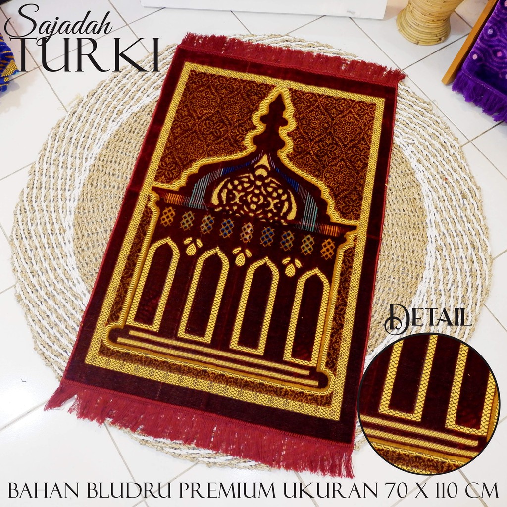 Sajadah Turkey Bludru Premium &amp; sajadah souvenir ukuran 110x70 cm