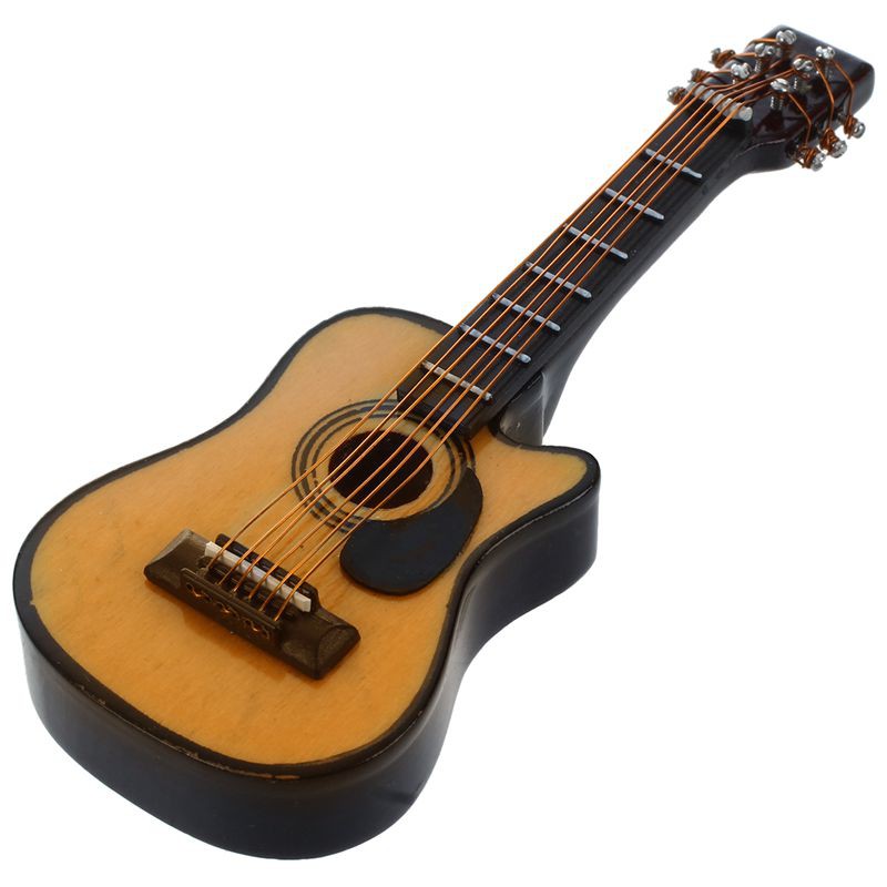 Miniatur  Gitar Skala 1 12 Warna  Kuning Dan Coklat Merah    Miniatur  Gitar Skala 1 12 Warna  Kuning Dan Coklat Merah