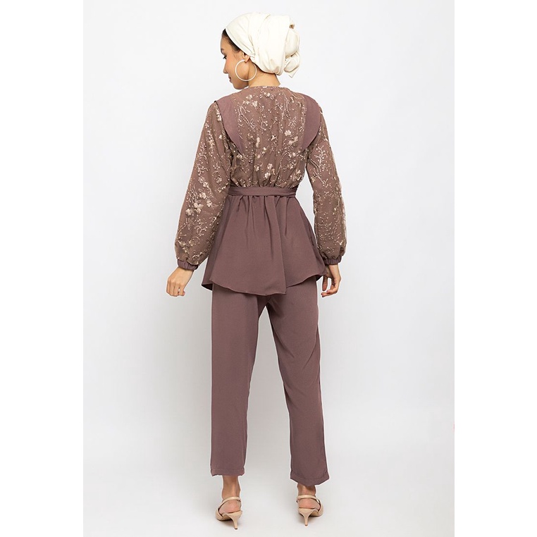 Puricia Setelan Muslim Oneset - RIZWANA - Maroon, Pink, Brown-1