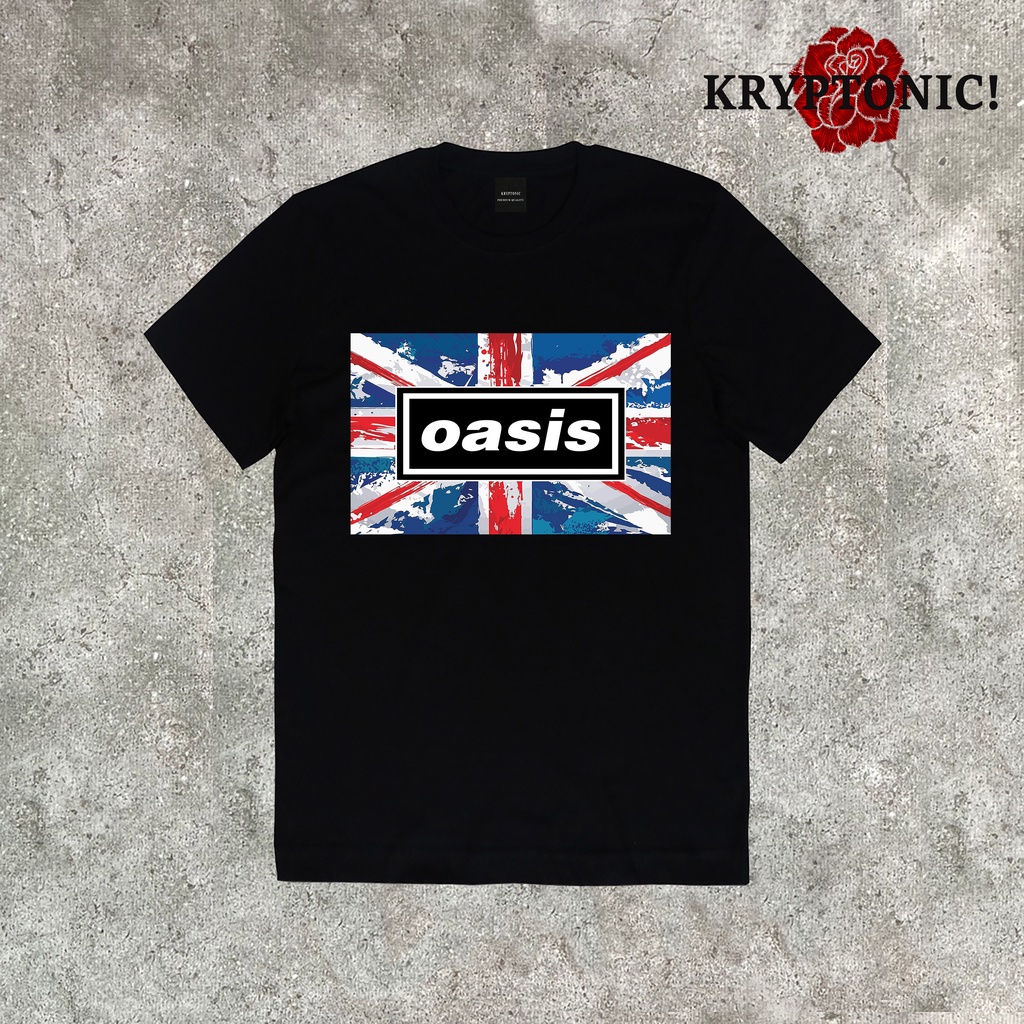 T-SHIRT/BAJU/KAOS BAND DISTRO UK FLAG OASIS ORIGINAL PREMIUM QUALITY BLACK EDITION | KRYPTONIC