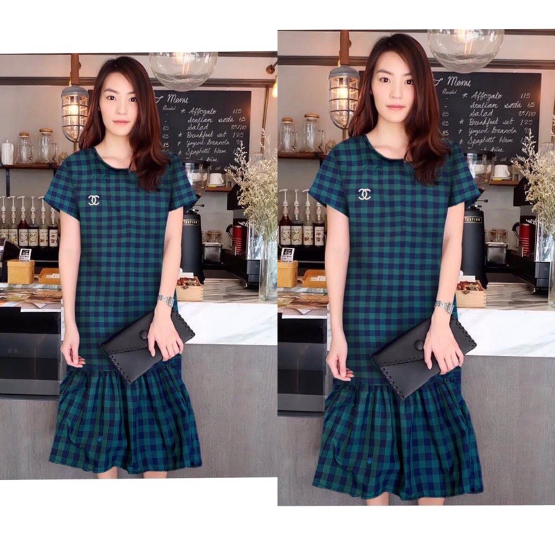 dress duyung / dress kotak model korea/ dress rempel bawah / dress susun bawah K 476