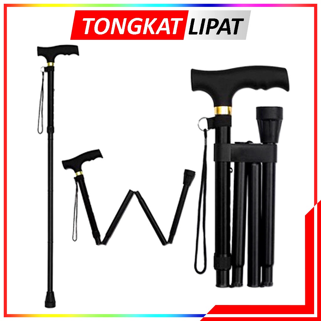 Tongkat Lipat Alat Bantu Jalan Lansia Adjustable Pengaturan Ketinggian - Alat Bantu Jalan Orang Tua