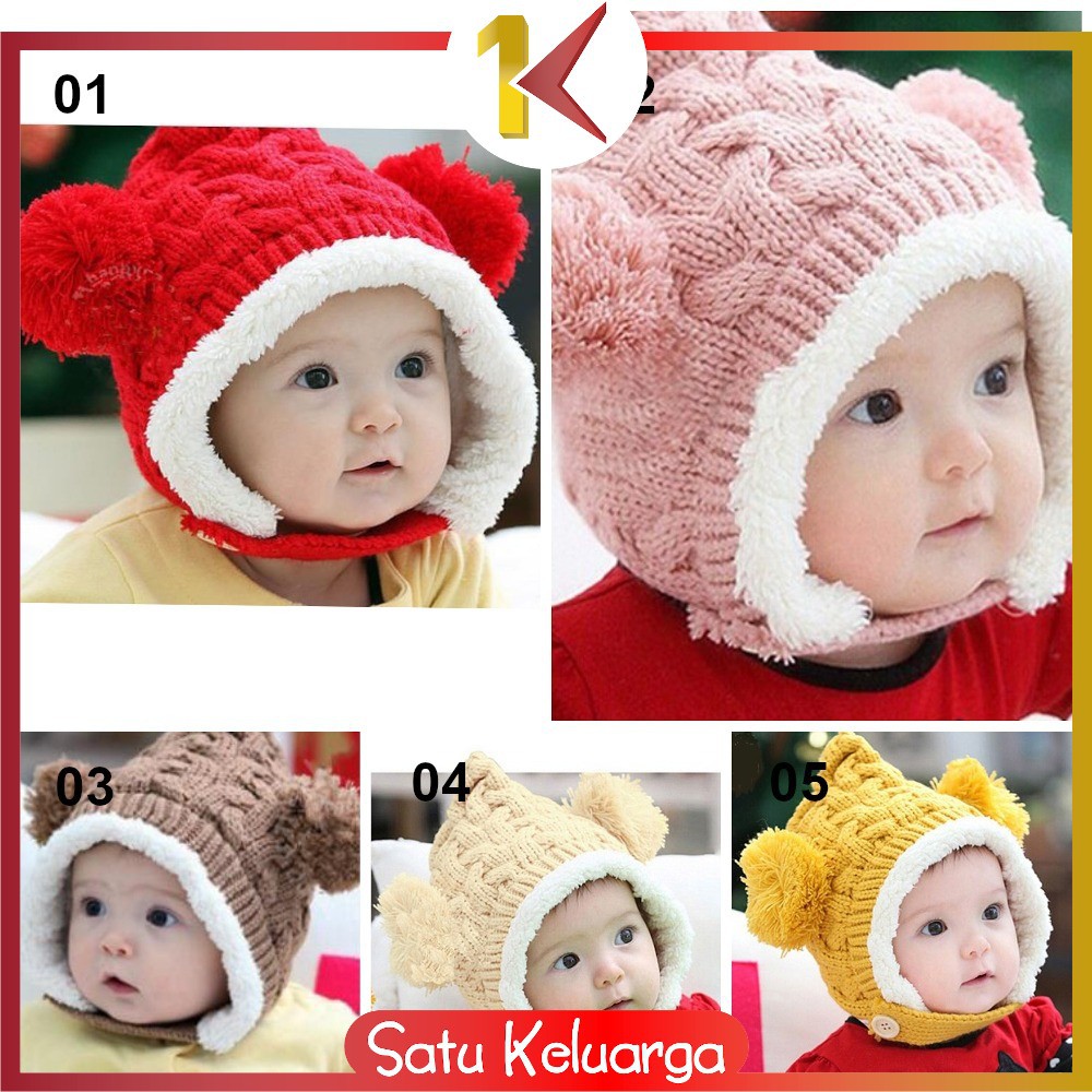 SK-P16 P23-30 Topi Kupluk Bayi Pompom Topi Anak Bucket Rajut Topi Korea Bunny Hat / Pilot / Unicorn-Part 05