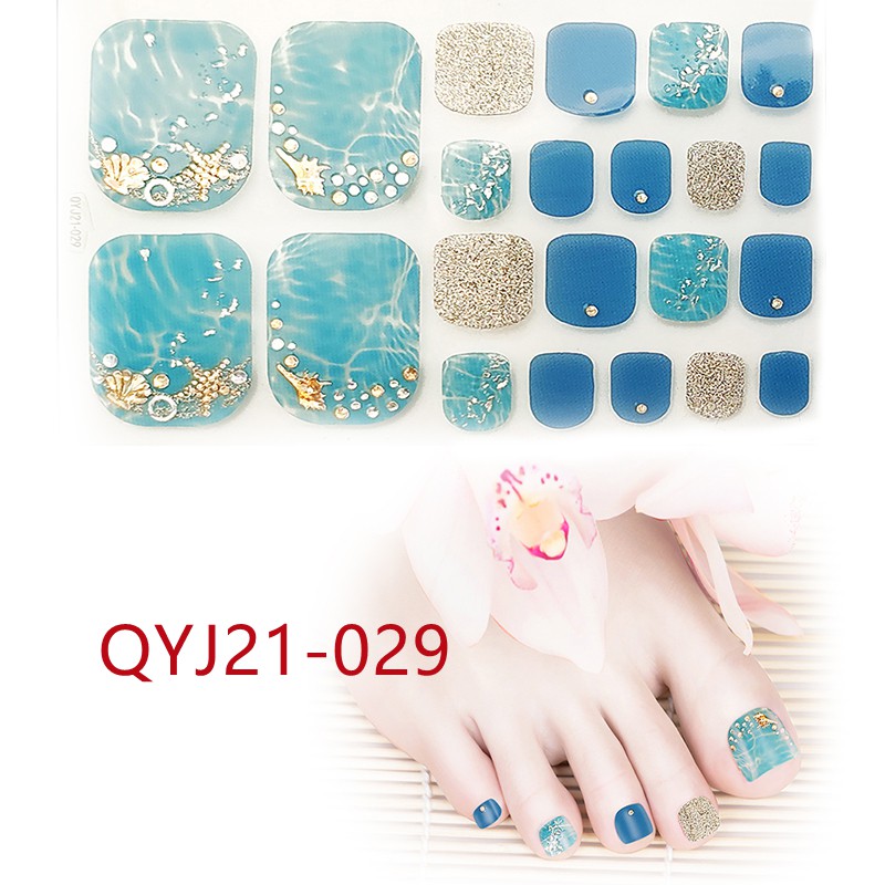 Qyj21-021 - 040 22pcs / Lembar Stiker Kuku Kaki 3d Diy Untuk Nail Art