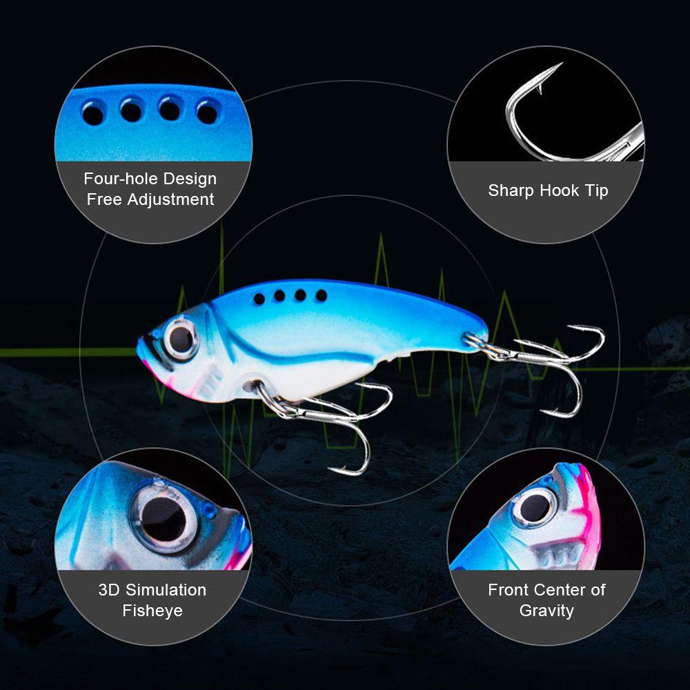 Nanas Memancing Logam VIB Lures Keras 3D Mata Hidup Getaran Bergetar Sendok Umpan