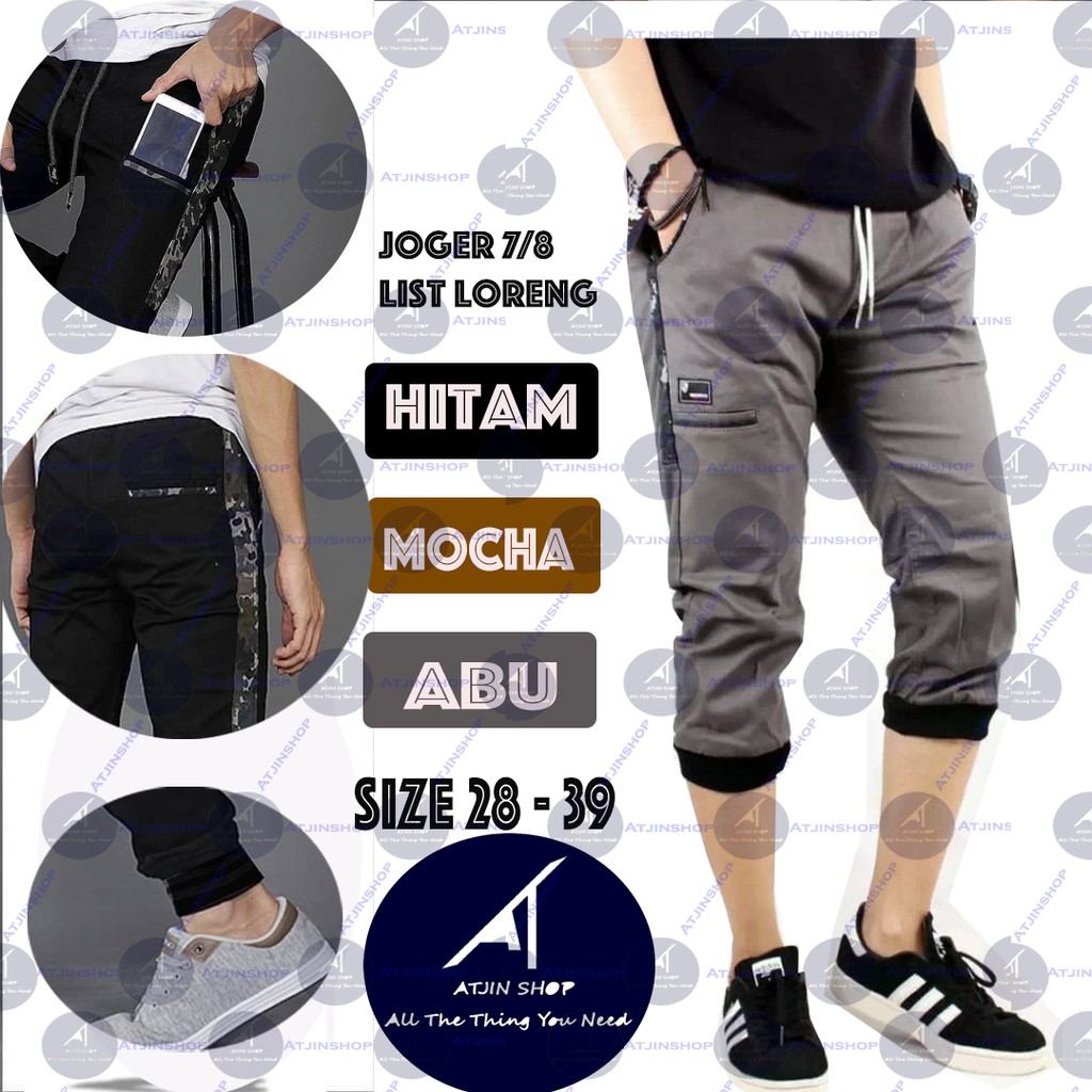 Atjin- Celana Joger PENDEK 3/4  Pria List Army Tactical Camouflage Pria Slim Fit [ READY 4 warna ]