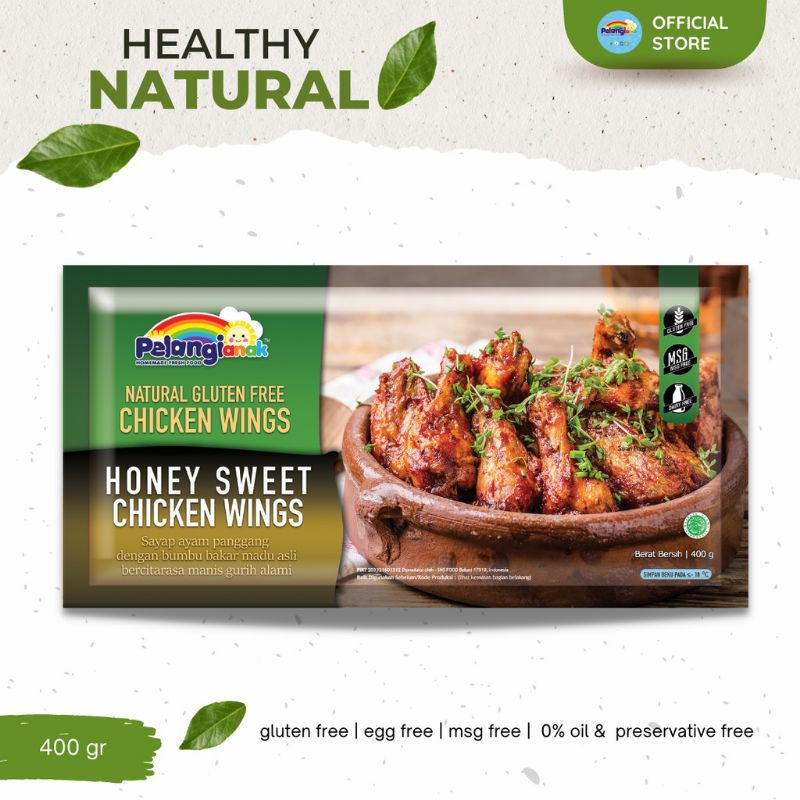 

Pelangi Anak Chicken Wings Honey Sweet Gurih Alami Tanpa MSG Tanpa Pengawet Halal Fully Cooked Praktis
