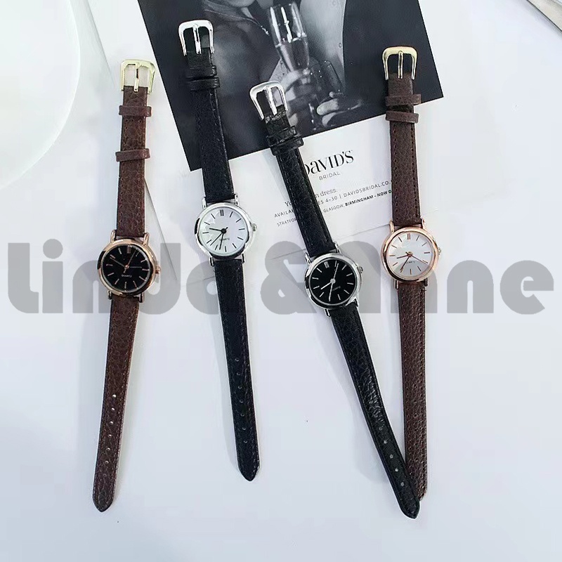 Jam Tangan Wanita Casual Analog Quartz Dial Bulat Retro Korean Import