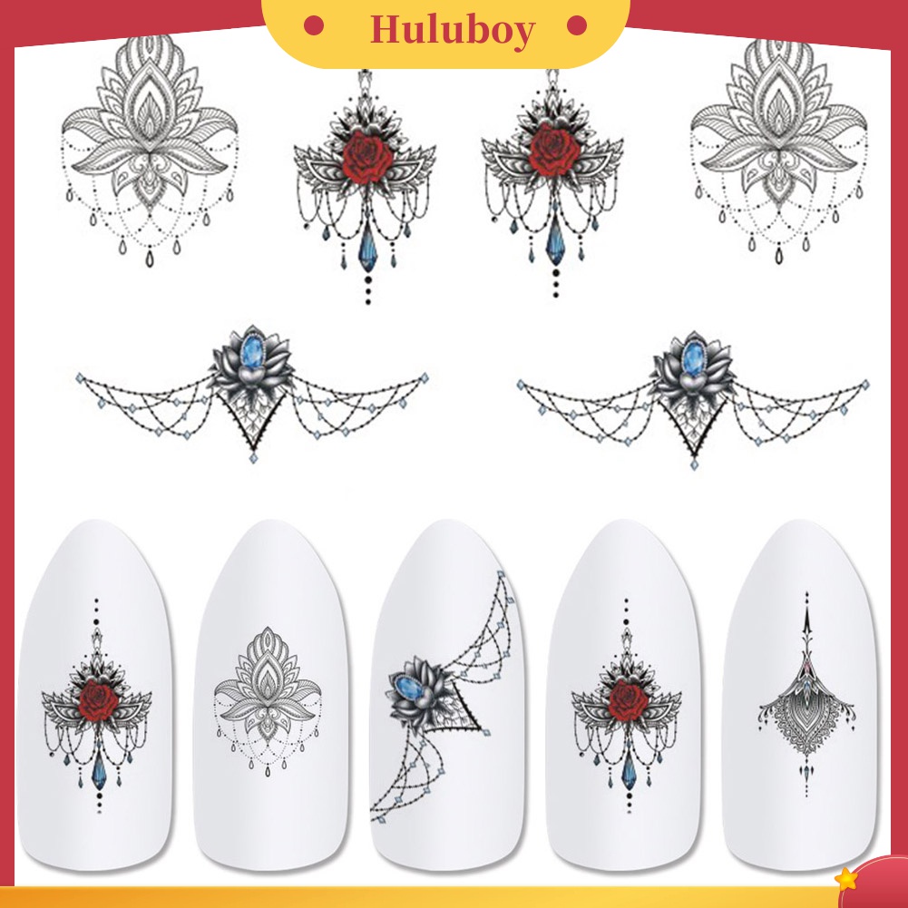 Huluboy Huluboy♡ Butterfly Stiker Decal Transfer Air Motif Kupu-Kupu / Kelopak Bunga Untuk Manicure