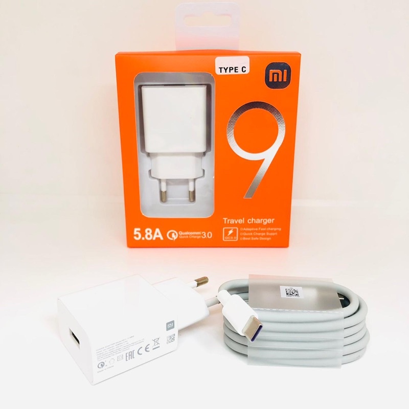 TRAVEL CHARGER MI9 NEW FOR MICRO DAN TYPE C 5.8A