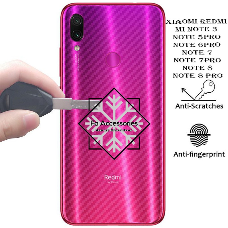 XIAOMI REDMI MI NOTE 3 5 6 5PRO 6PRO 7 7PRO NOTE 8 8 PRO SKIN CARBON TRANSPARAN BACK