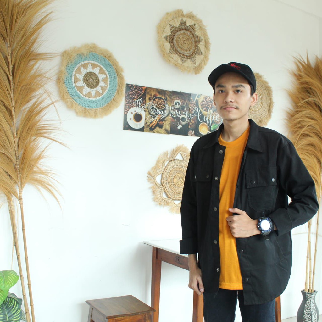 Jaket Semi Parka Kemeja Trucker Truker Pria Warna Hitam Best Seller Atasan Hem Kasual Formal Kekinia